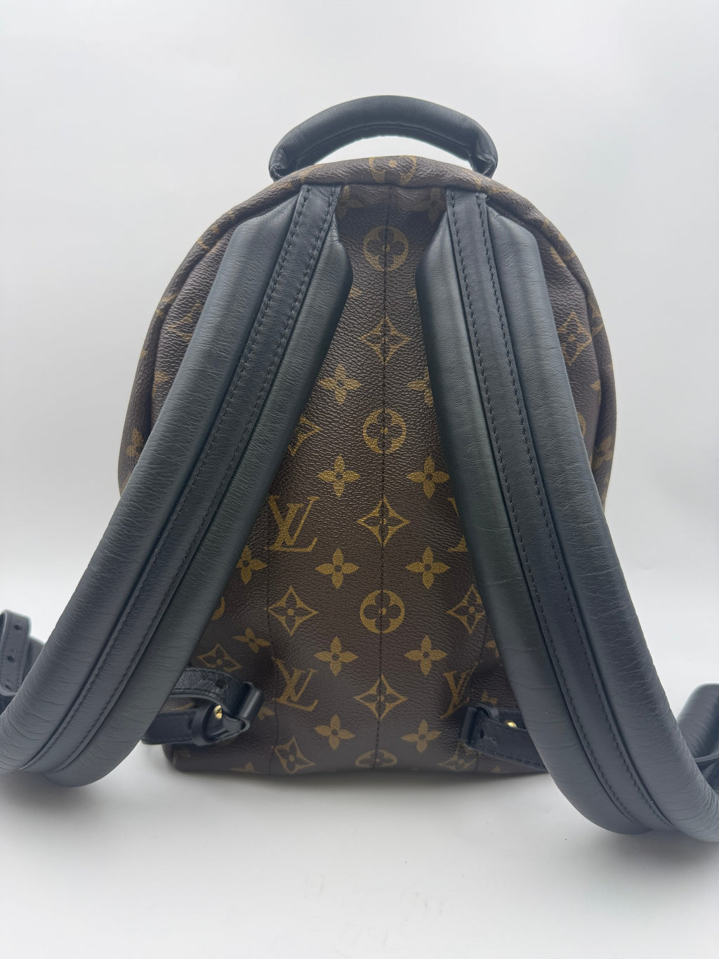 Louis Vuitton Palm Springs Backpack, Monogram brown, stock 0256124 – back and straps