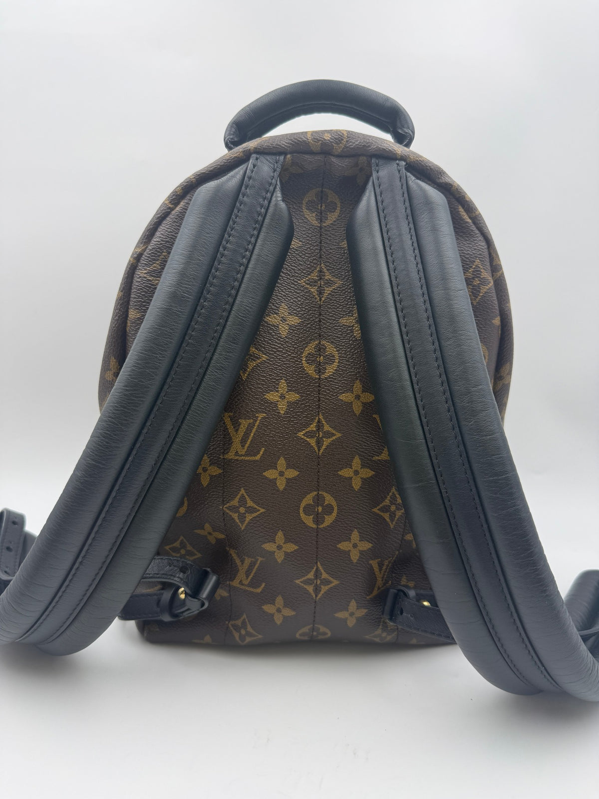 Louis Vuitton Palm Springs Backpack, Monogram brown, stock 0256124 – back and straps
