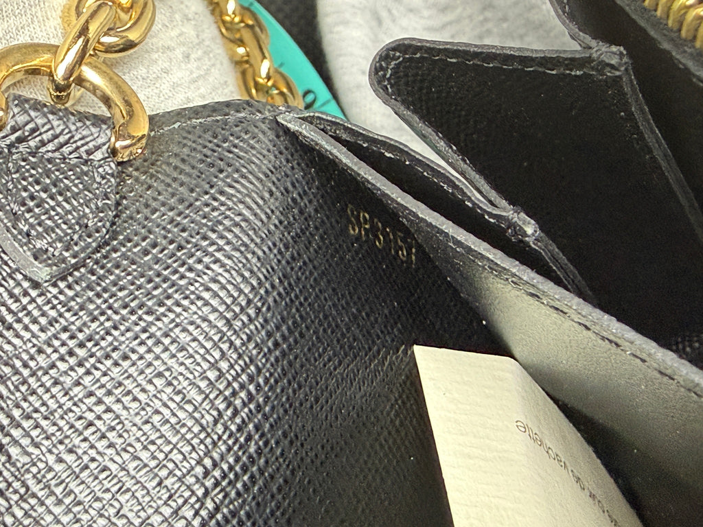 Louis Vuitton Twist Chain Wallet with Floral Motifs, Black and multicolor, stock 0166011 – interior stamp