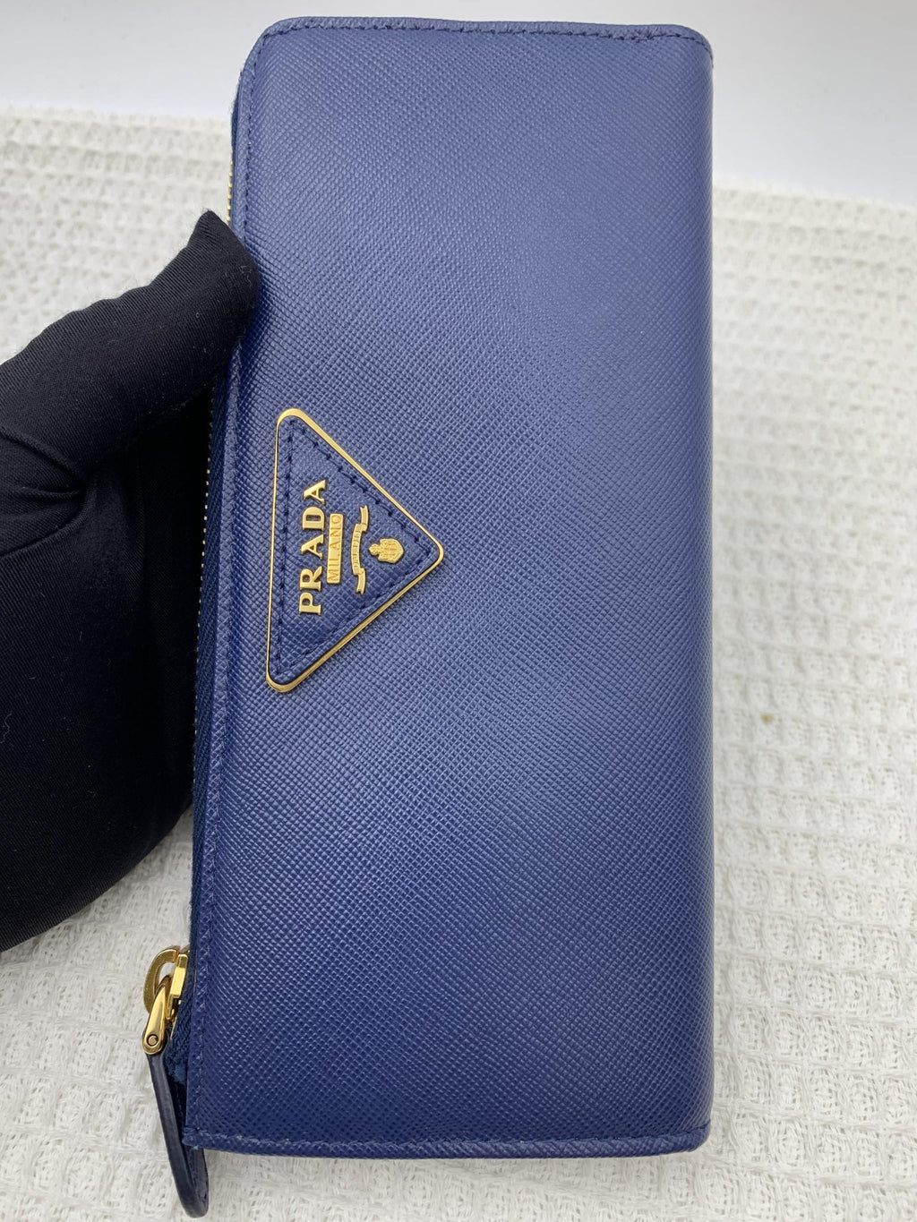 Prada Blue Saffiano Leather Zip Wallet - view 2 - item 0154004
