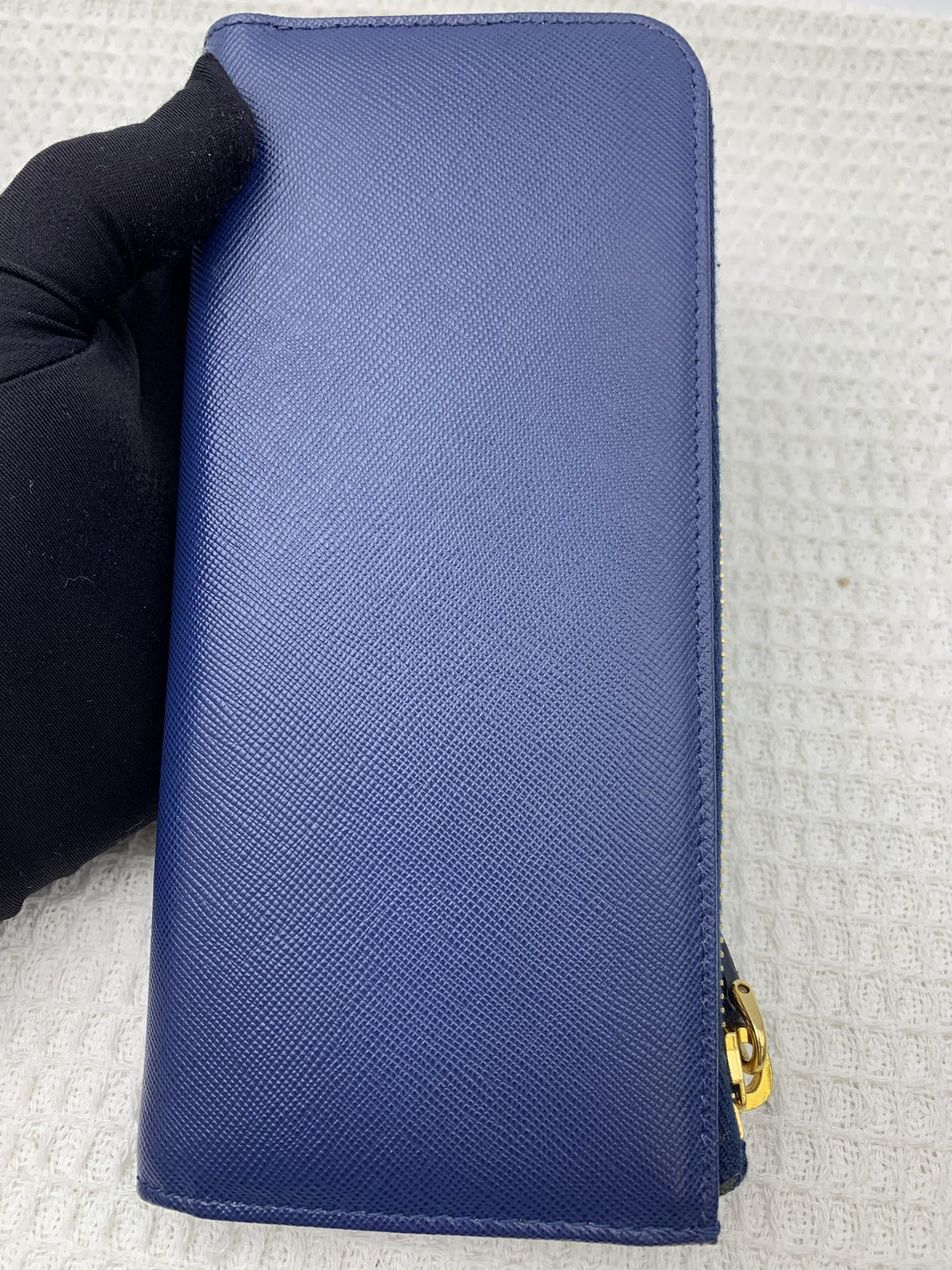 Prada Blue Saffiano Leather Zip Wallet - view 3 - item 0154004