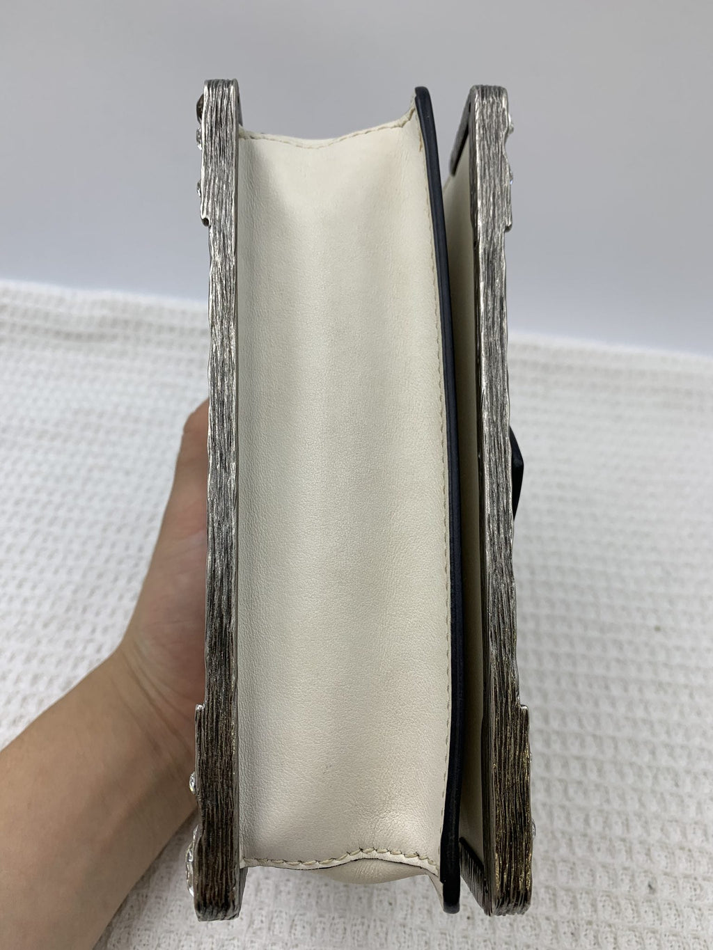 Prada Cahier White and Black Leather Shoulder Bag - view 3 - item 0073169