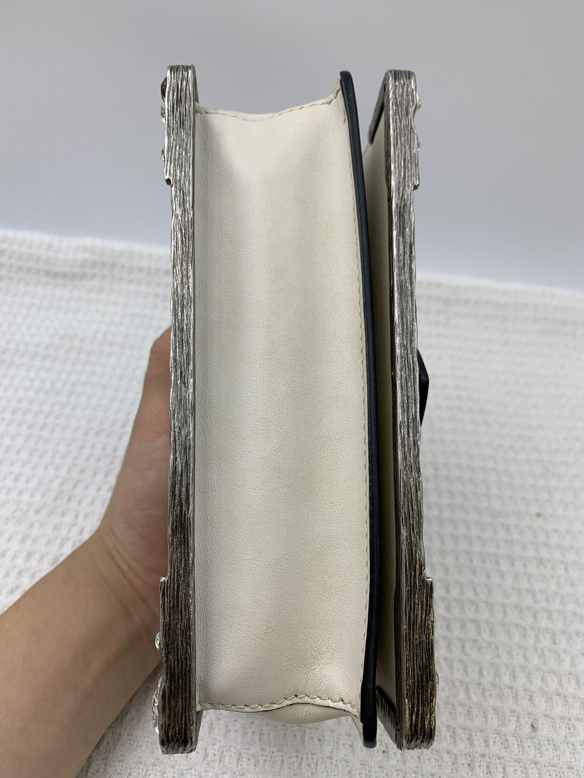 Prada Cahier White and Black Leather Shoulder Bag - view 3 - item 0073169