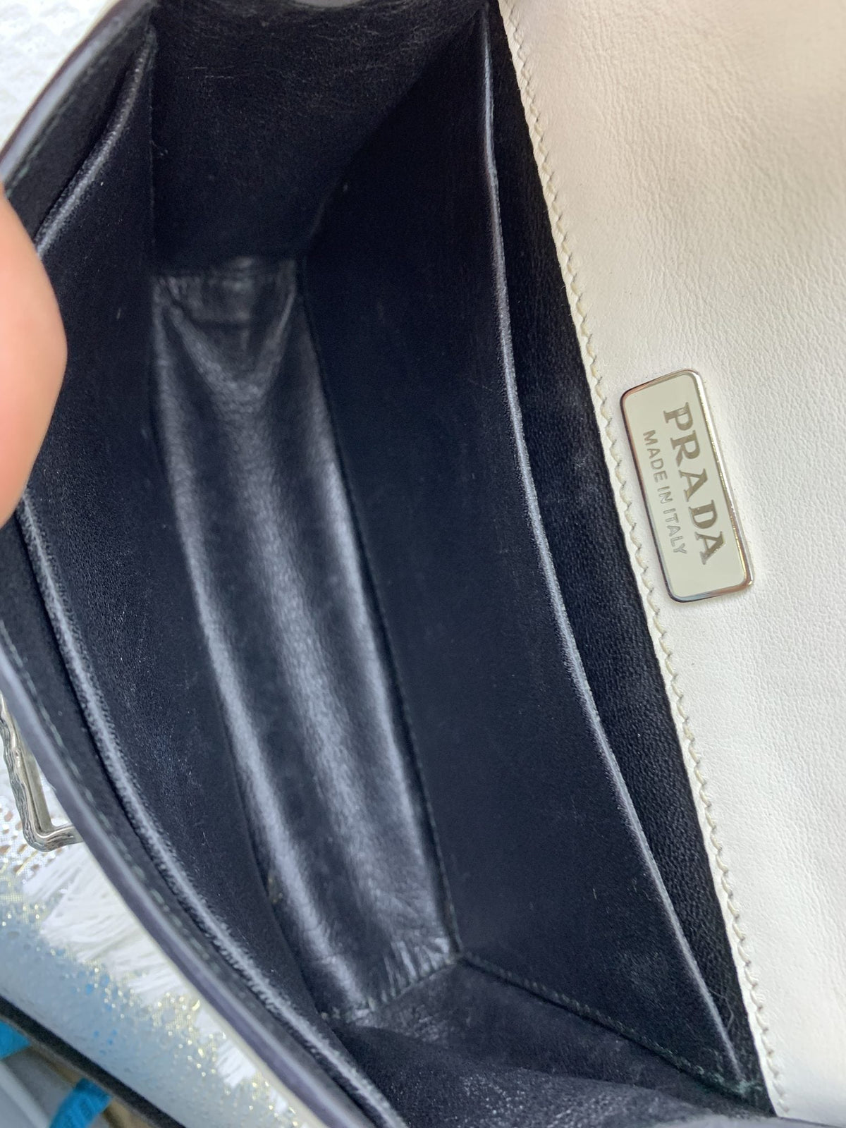 Prada Cahier White and Black Leather Shoulder Bag - view 5 - item 0073169