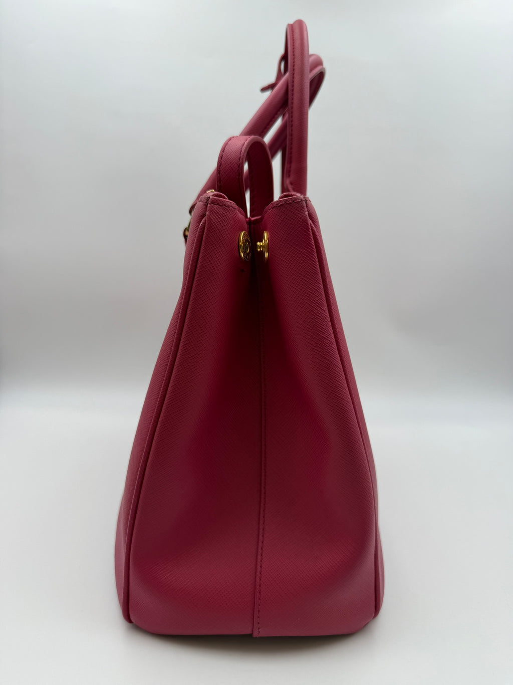 Prada Galleria Double Zip Tote, Pink, stock 0197034 – left side