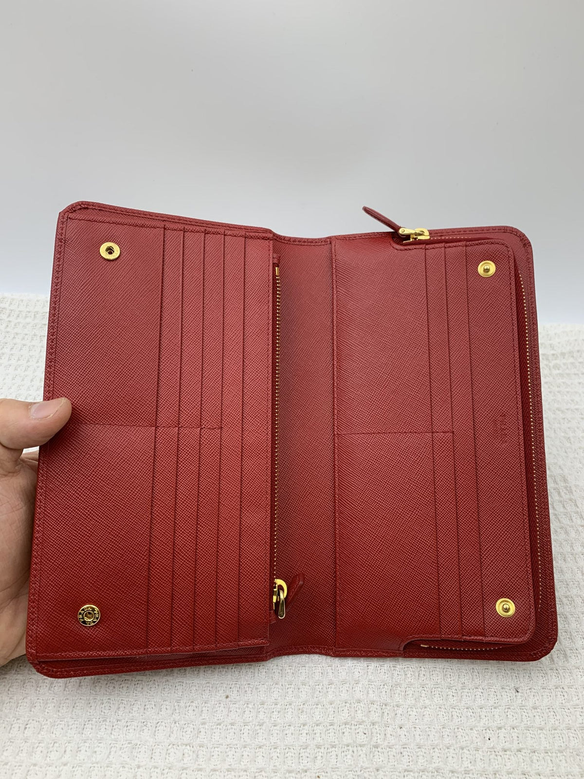 Prada Red Saffiano Leather Continental Wallet - view 4 - item 0051054