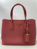 Prada Saffiano Cuir Double Tote Pink Leather Bag - view 1 - item 0073101