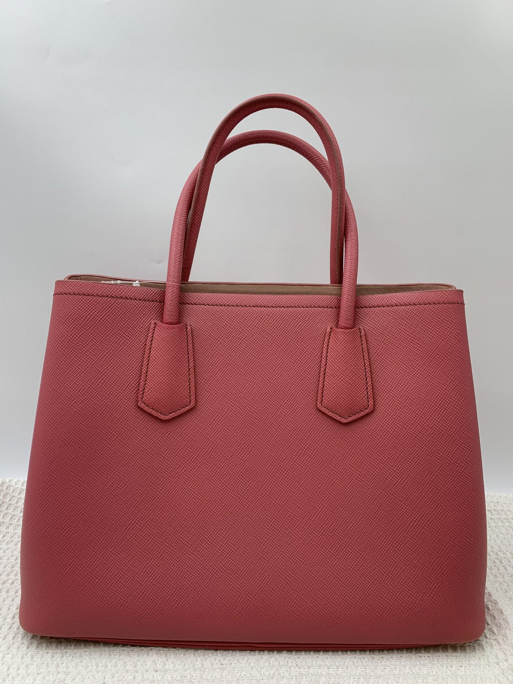 Prada Saffiano Cuir Double Tote Pink Leather Bag - view 2 - item 0073101