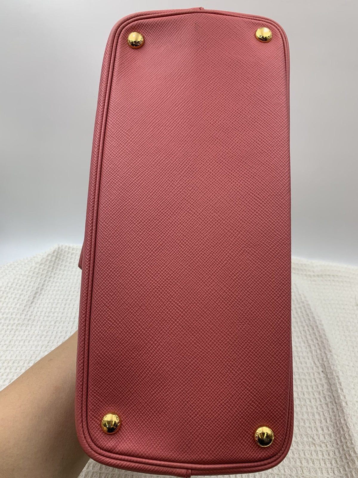 Prada Saffiano Cuir Double Tote Pink Leather Bag - view 5 - item 0073101