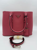 Prada Saffiano Cuir Double Tote, Pink, stock 0073098 – front and shoulder strap