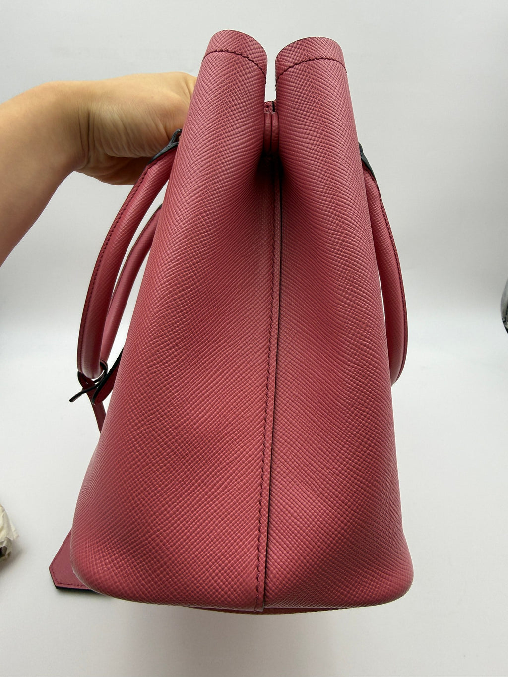 Prada Saffiano Cuir Double Tote, Pink, stock 0073098 – right side