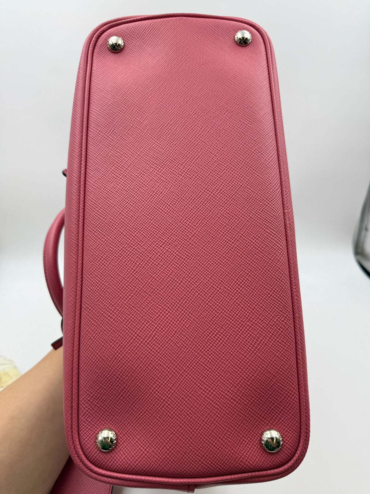 Prada Saffiano Cuir Double Tote, Pink, stock 0073098 – base