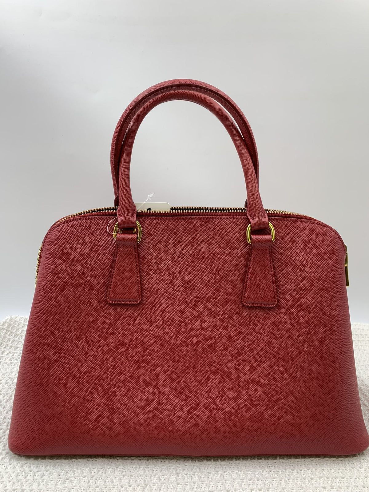 Prada Saffiano Lux Red Leather Bauletto Bag - view 2 - item 0271021