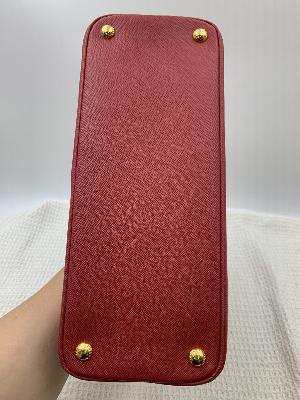 Prada Saffiano Lux Red Leather Bauletto Bag - view 3 - item 0271021