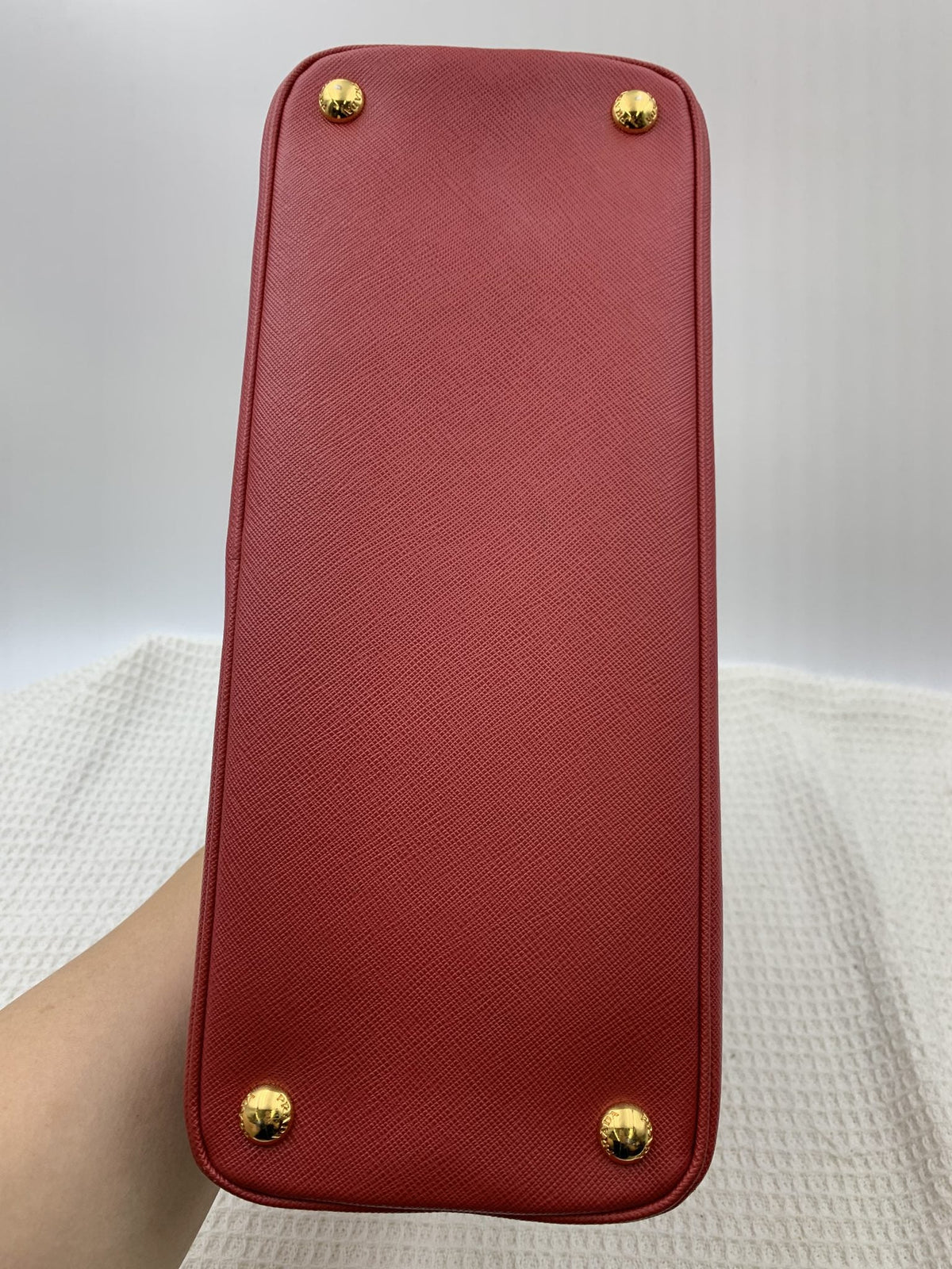 Prada Saffiano Lux Red Leather Bauletto Bag - view 3 - item 0271021