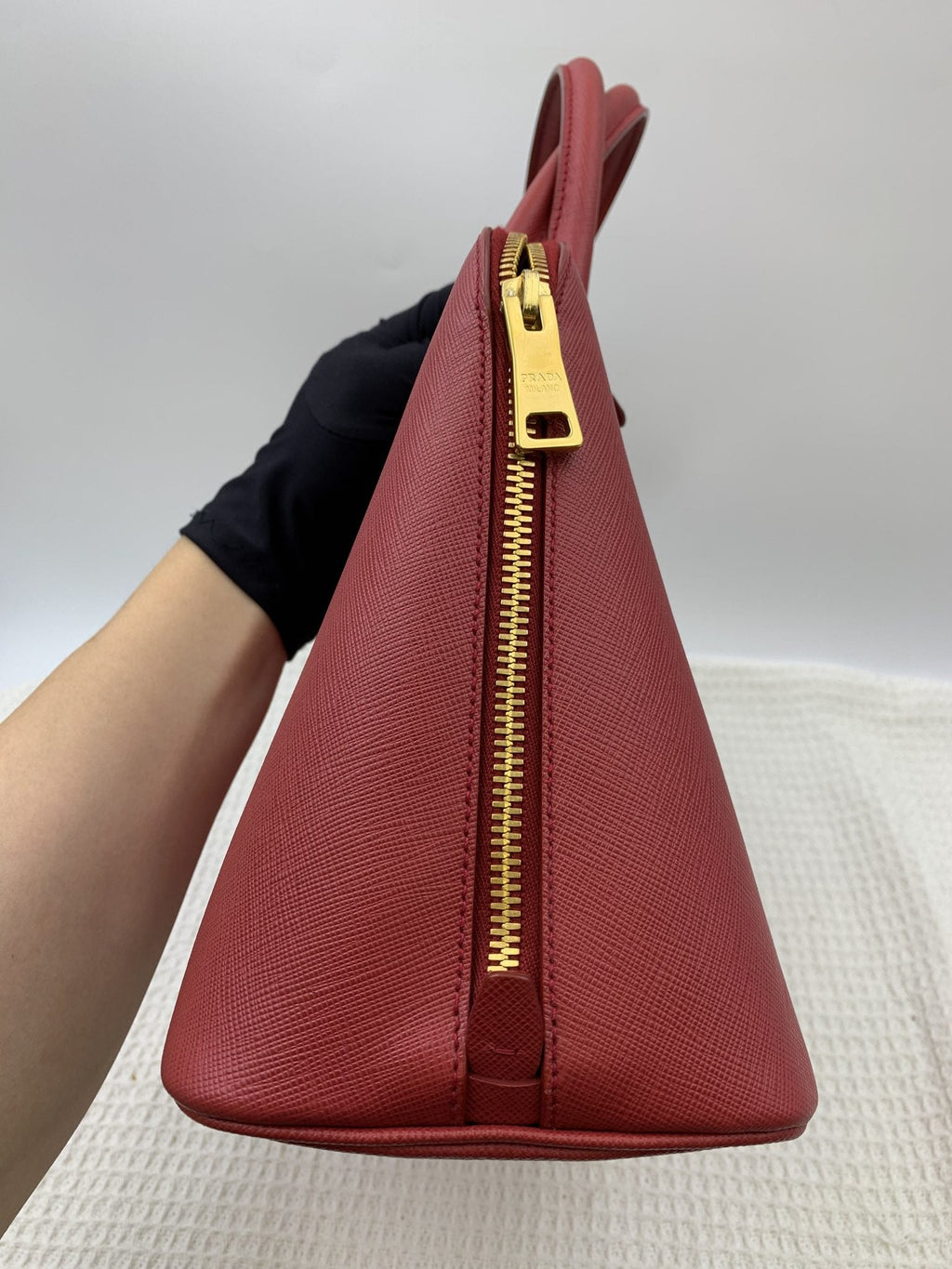 Prada Saffiano Lux Red Leather Bauletto Bag - view 4 - item 0271021