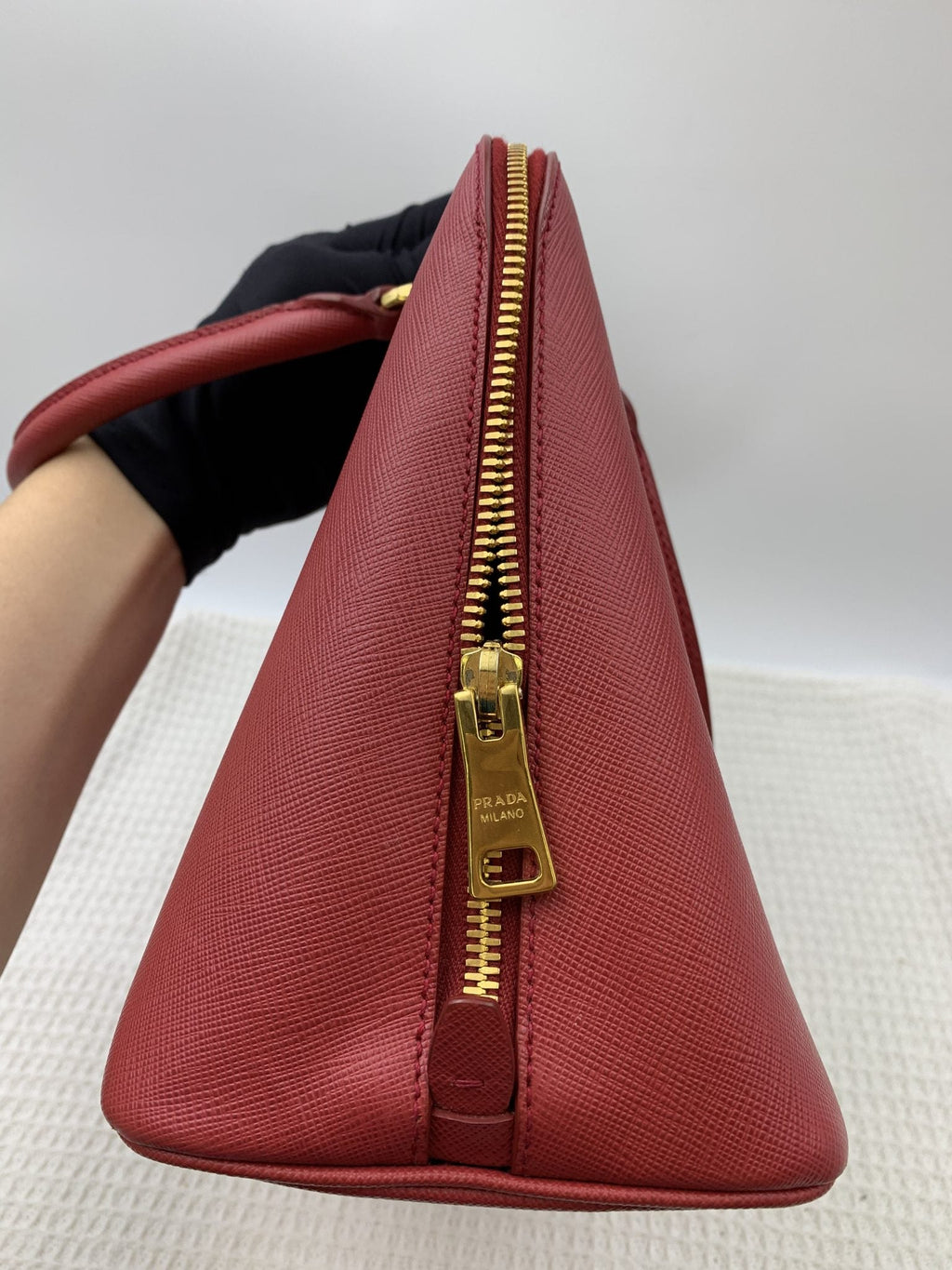 Prada Saffiano Lux Red Leather Bauletto Bag - view 5 - item 0271021