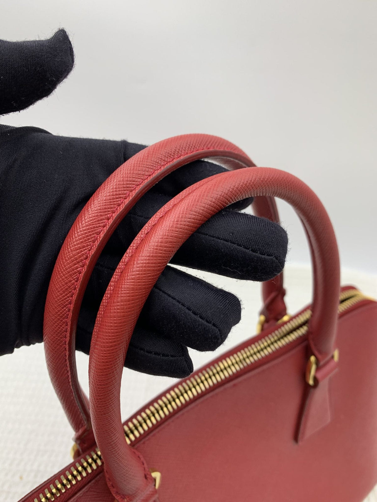 Prada Saffiano Lux Red Leather Bauletto Bag - view 6 - item 0271021