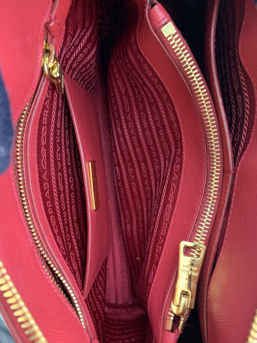 Prada Saffiano Lux Red Leather Bauletto Bag - view 7 - item 0271021