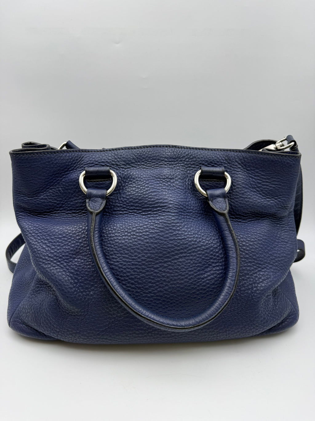 Prada Vitello Daino Double Zip Tote, Navy blue, stock 0143108 – back