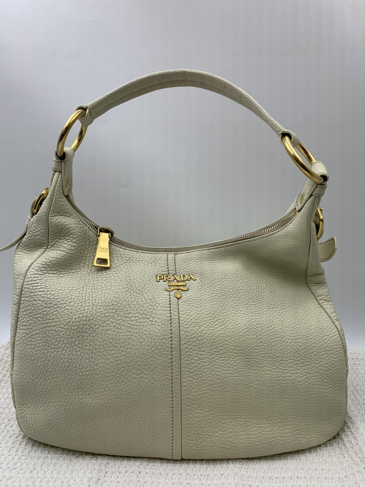 Prada Vitello Daino White Leather Hobo Bag - view 1 - item 0014071