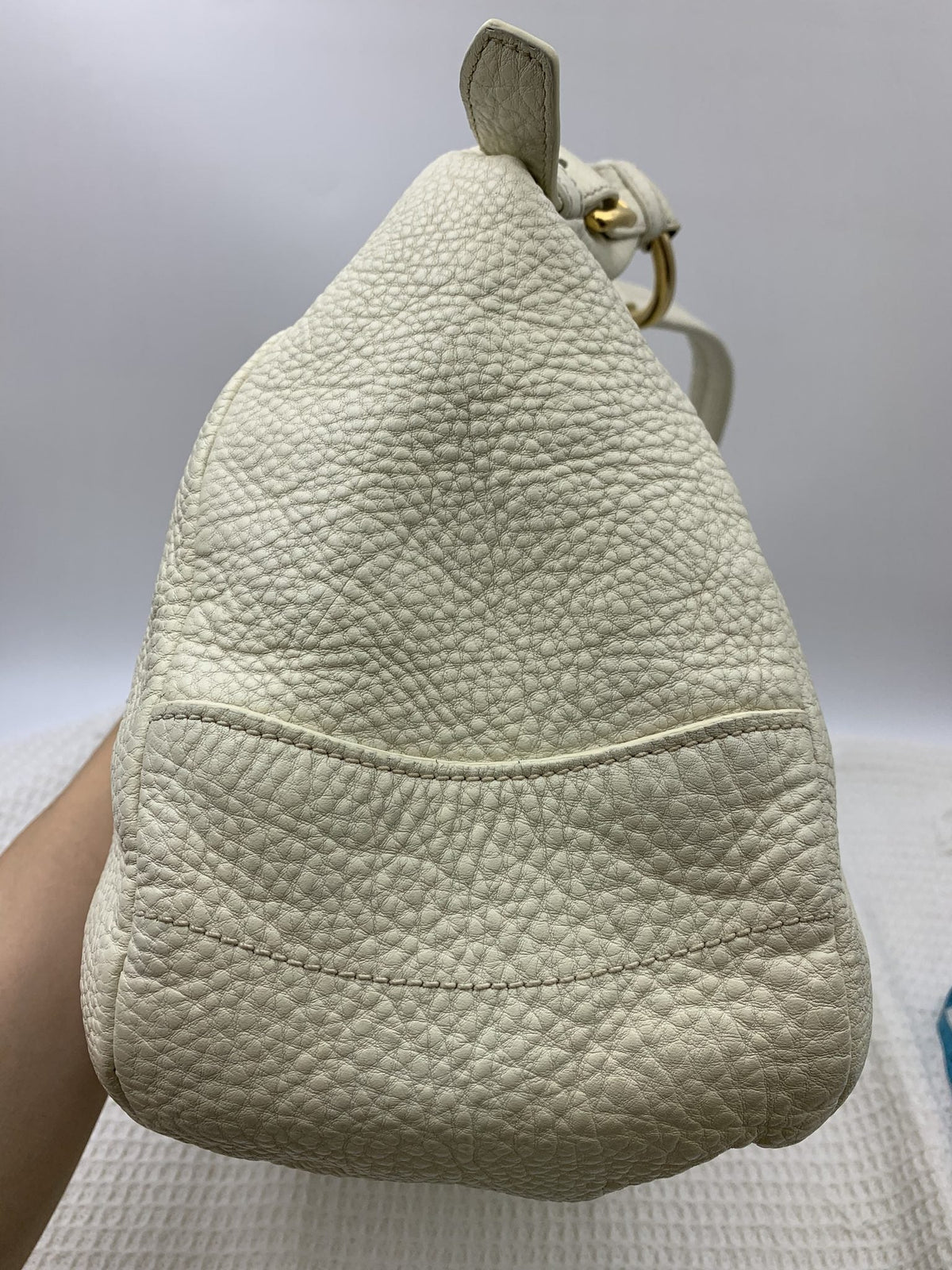 Prada Vitello Daino White Leather Hobo Bag - view 4 - item 0014071