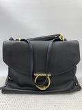 Salvatore Ferragamo Gancini Black Leather Studded Satchel - view 1 - item 0092106