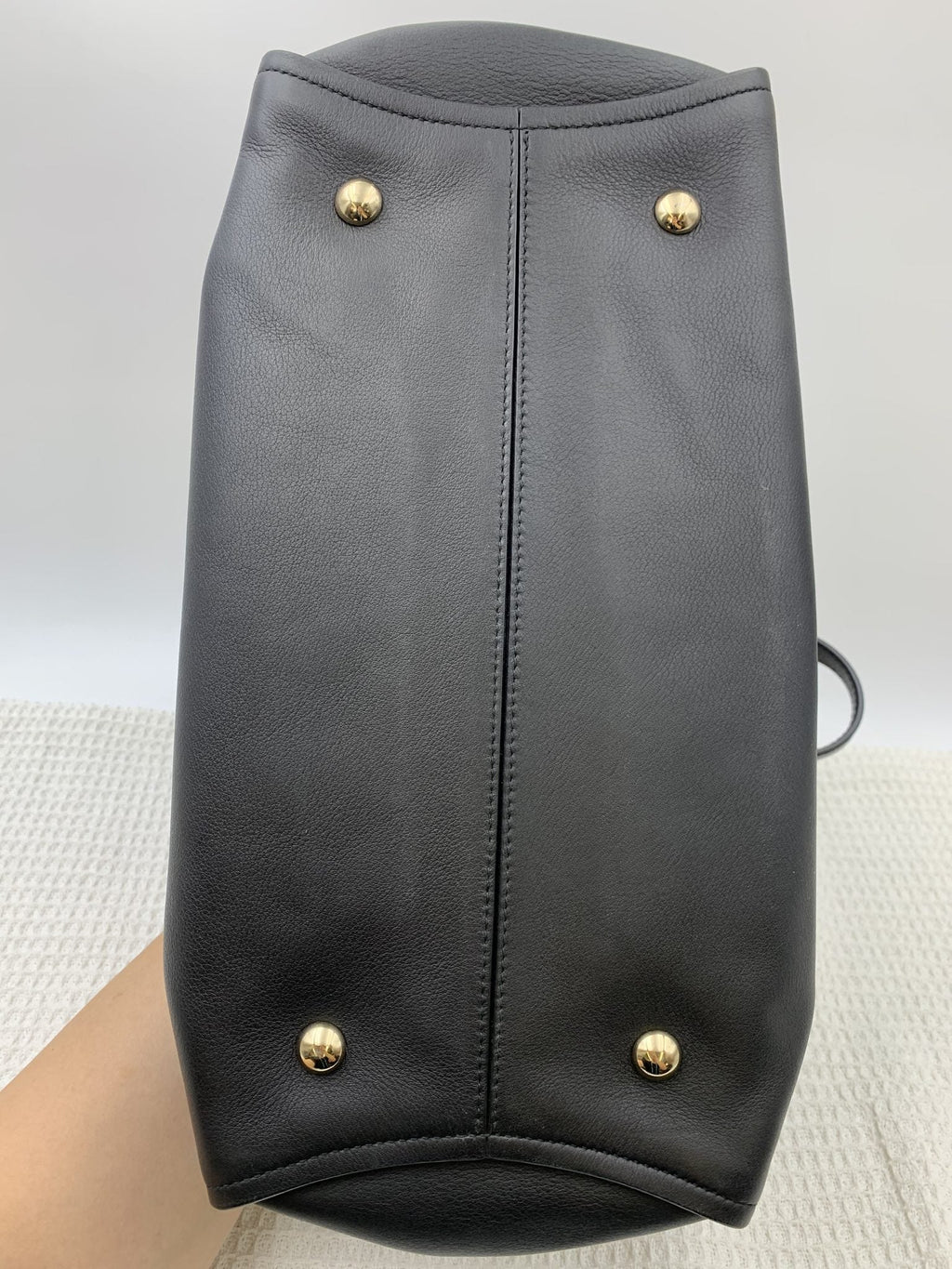 Salvatore Ferragamo Gancini Black Leather Studded Satchel - view 3 - item 0092106