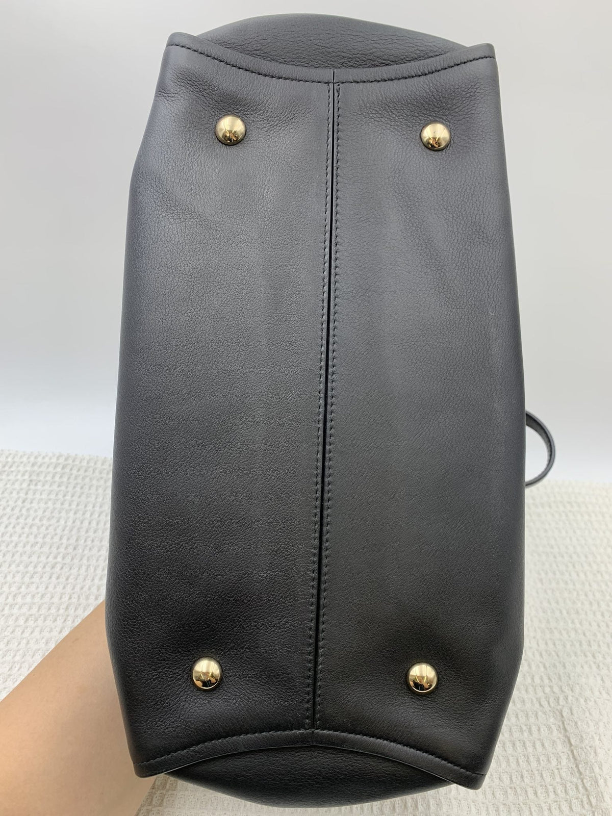 Salvatore Ferragamo Gancini Black Leather Studded Satchel - view 3 - item 0092106