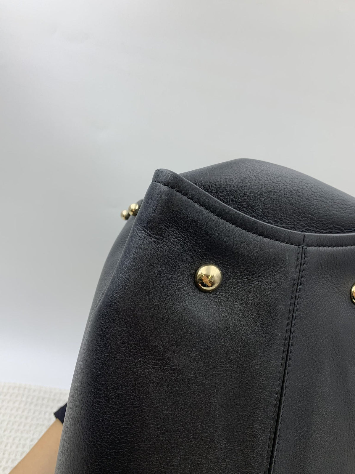 Salvatore Ferragamo Gancini Black Leather Studded Satchel - view 4 - item 0092106