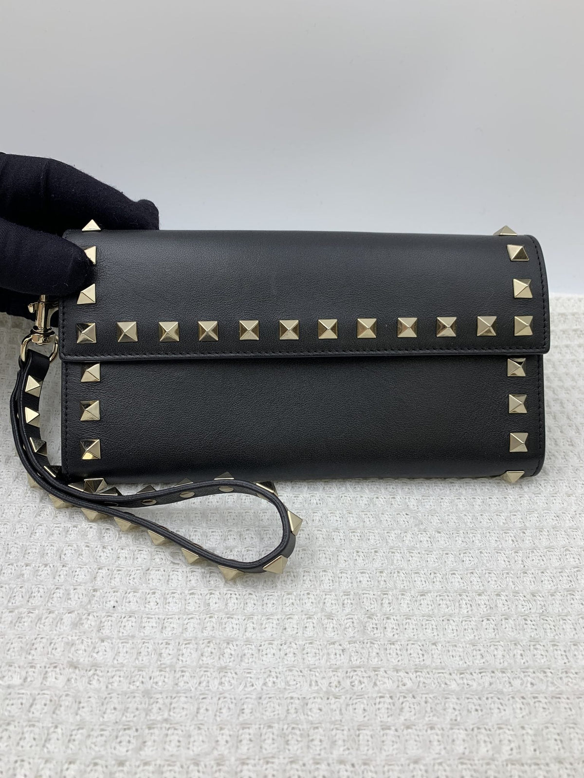 Valentino Garavani Rockstud Black Leather Wristlet Wallet - view 1 - item 0256139