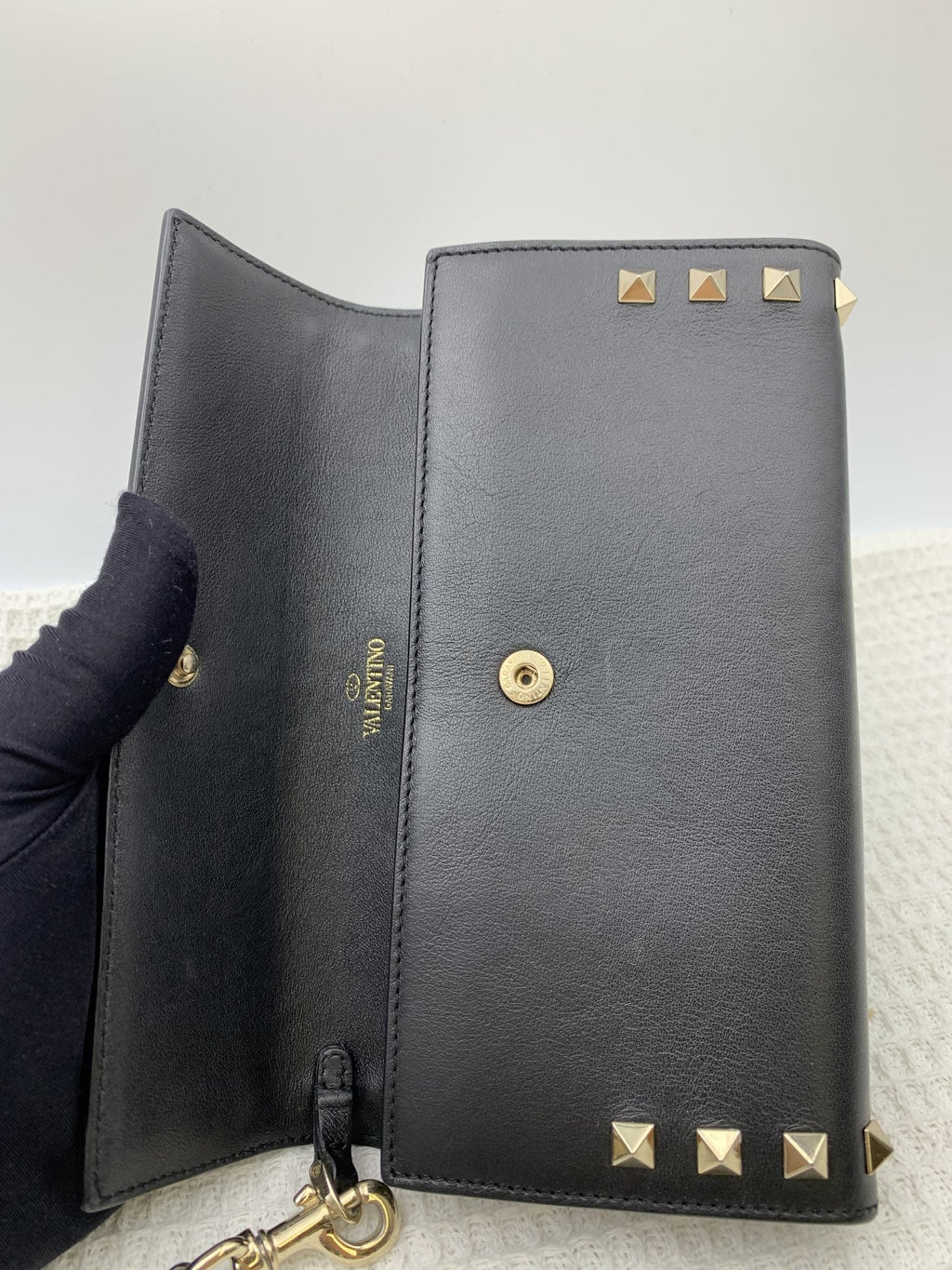 Valentino Garavani Rockstud Black Leather Wristlet Wallet - view 2 - item 0256139
