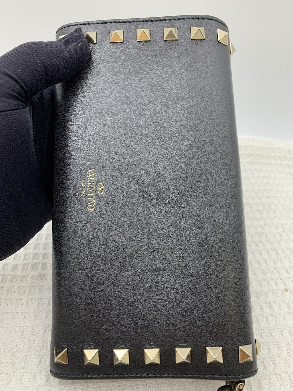 Valentino Garavani Rockstud Black Leather Wristlet Wallet - view 3 - item 0256139