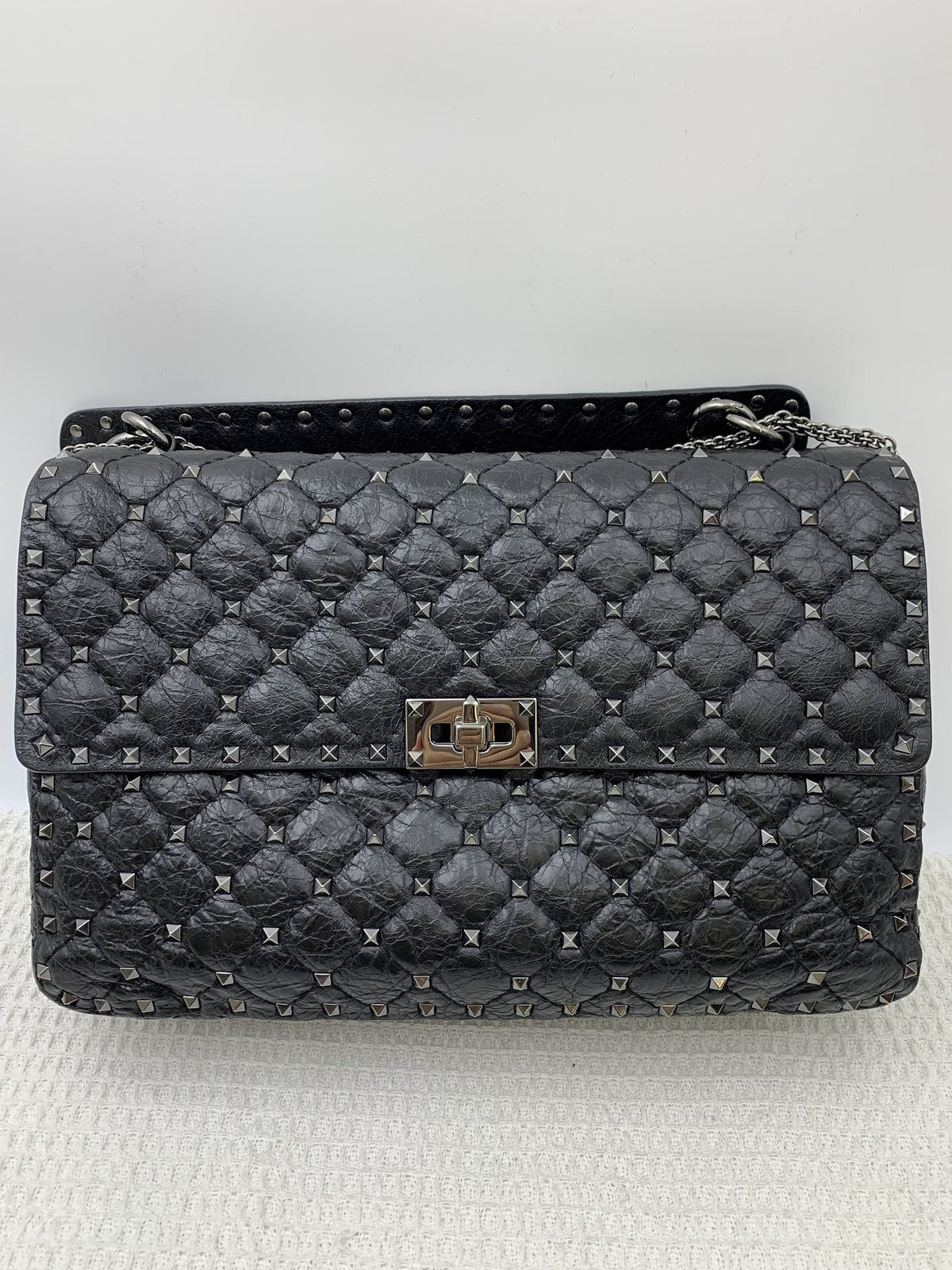 Valentino Garavani Rockstud Spike Black Leather Shoulder Bag - view 1 - item 0275063