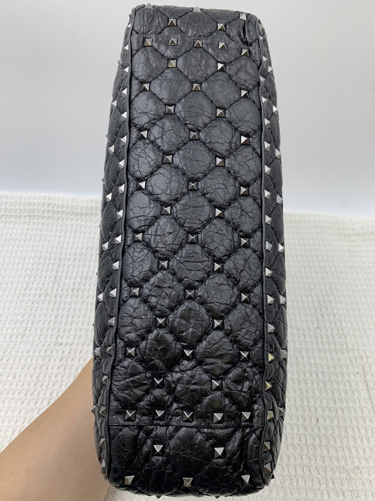 Valentino Garavani Rockstud Spike Black Leather Shoulder Bag - view 3 - item 0275063