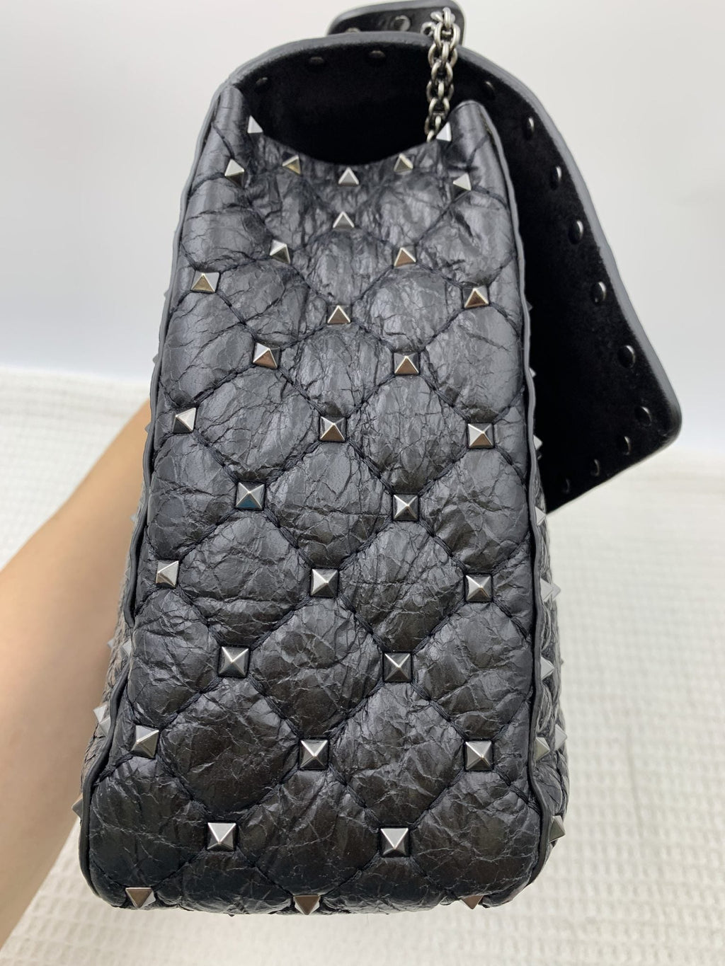 Valentino Garavani Rockstud Spike Black Leather Shoulder Bag - view 4 - item 0275063