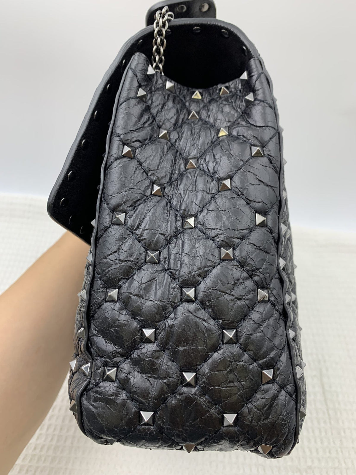 Valentino Garavani Rockstud Spike Black Leather Shoulder Bag - view 5 - item 0275063