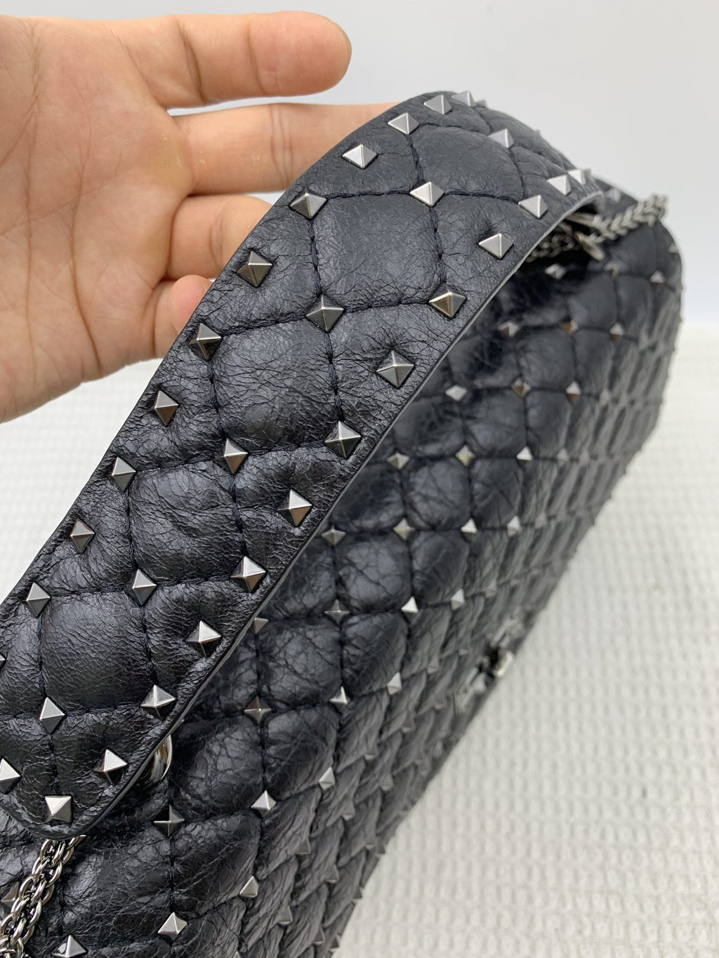 Valentino Garavani Rockstud Spike Black Leather Shoulder Bag - view 6 - item 0275063
