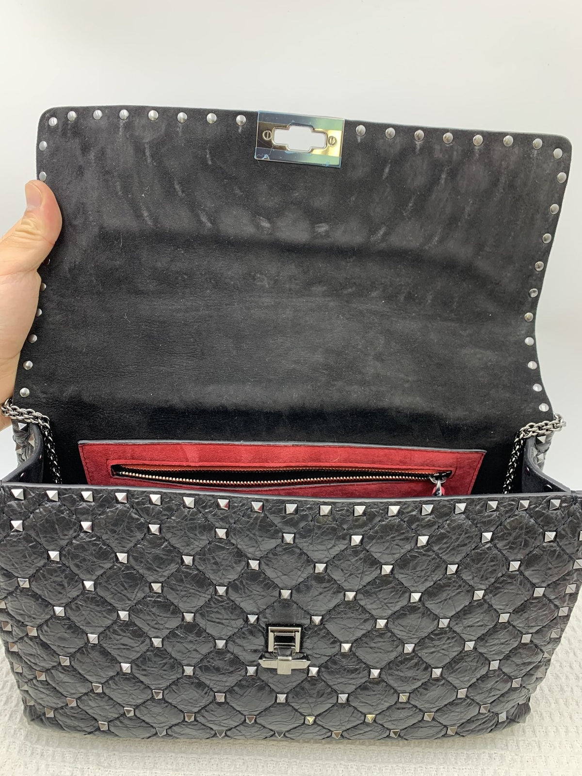 Valentino Garavani Rockstud Spike Black Leather Shoulder Bag - view 7 - item 0275063